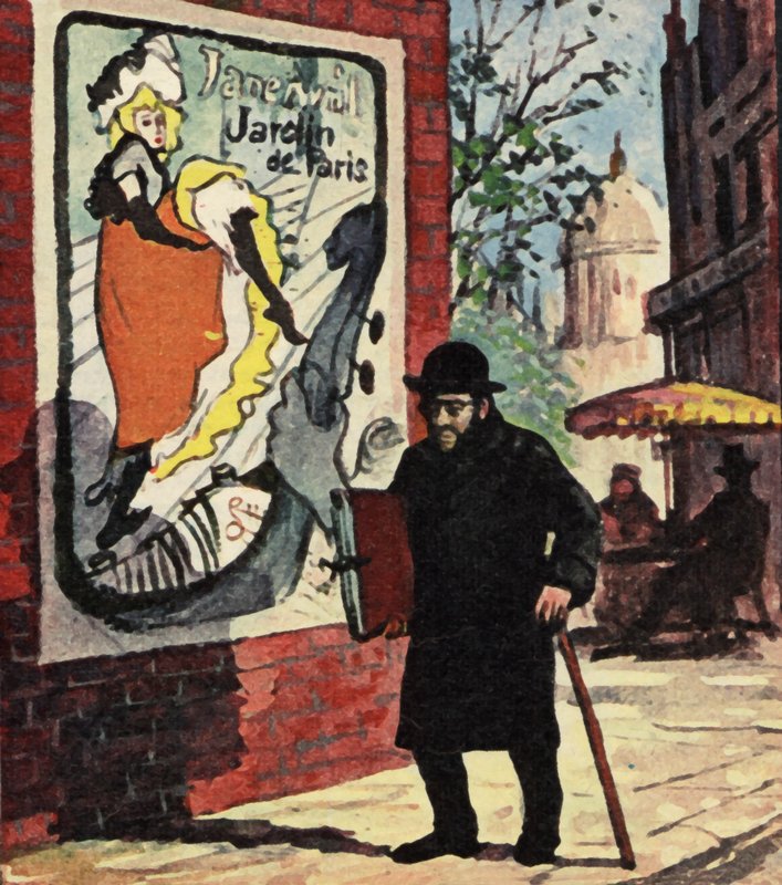 Toulouse Lautrec går på gaden i Paris af English School