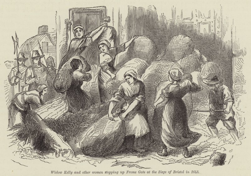 Enke Kelly og andre kvinder stoppede op af Frome Gate ved belejringen af Bristol i 1643 af English School