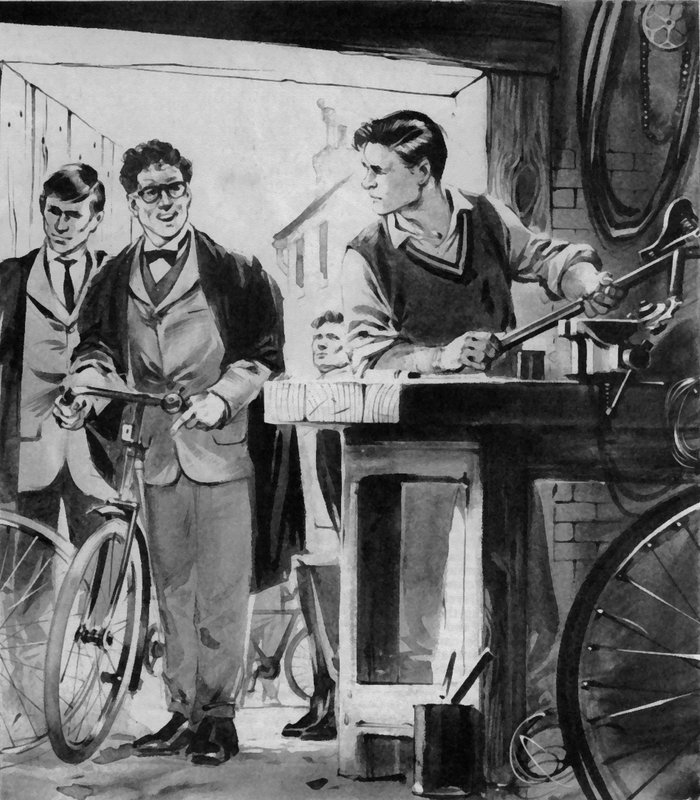 William Morris, den fremtidige Lord Nuffield, reparerer cykler i Oxford af English School