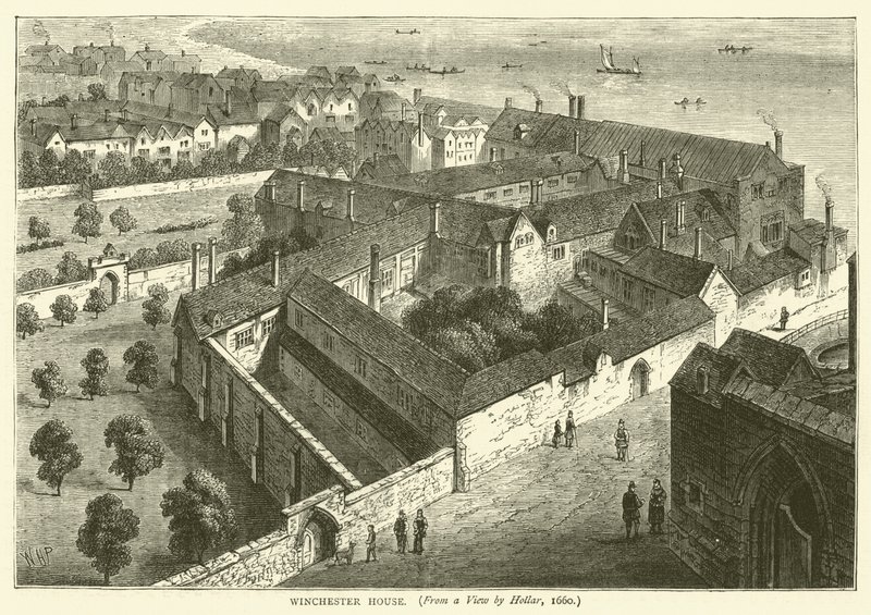 Winchester House, set fra Hollar, 1660 af English School