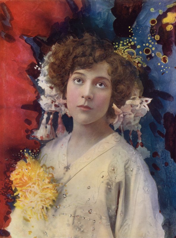 Miss F Collingbourne i San Toy (farvefoto) af English Photographer