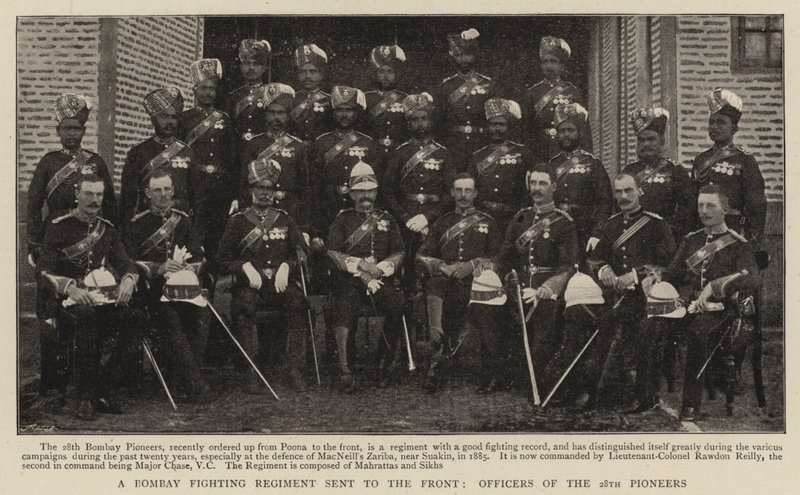 Et Bombay Fighting Regiment sendt til fronten, officerer fra 28. pionerer af English Photographer