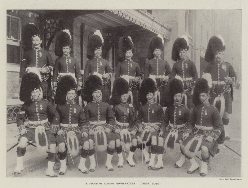En gruppe Gordon Highlanders, Dargai Boys af English Photographer