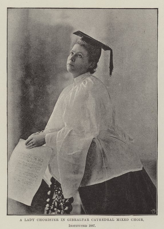 A Lady Chorister i Gibraltar Cathedral Mixed Choir, indstiftet 1887 af English Photographer