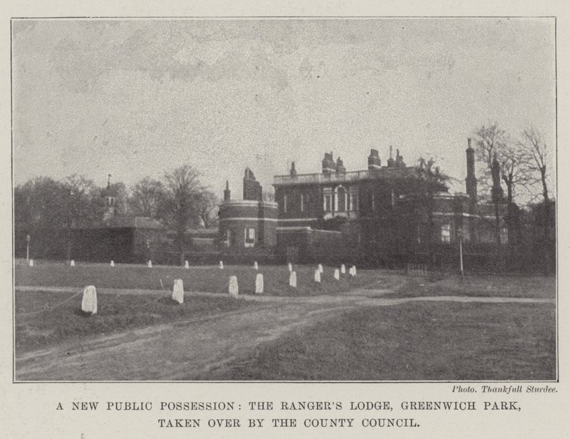 En ny offentlig besiddelse, Rangers Lodge, Greenwich Park, overtaget af amtsrådet af English Photographer