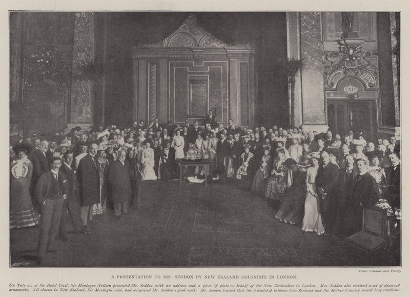 En præsentation til Mr Seddon af New Zealand Colonists i London af English Photographer