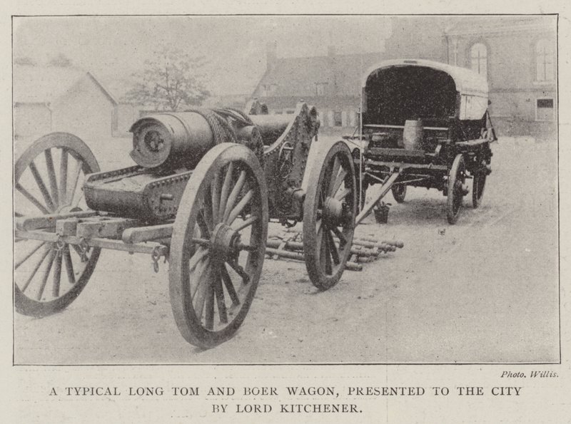 En typisk lang Tom og Boer Wagon, præsenteret for byen af Lord Kitchener af English Photographer