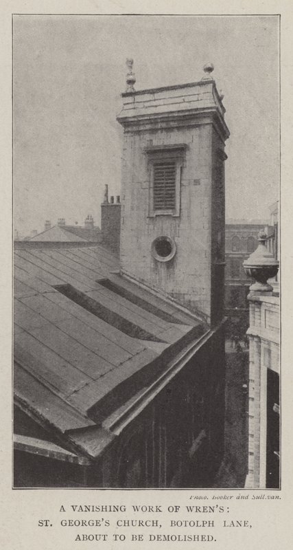 A Vanishing Work of Wrens, St Georges Church, Botolph Lane, ved at blive revet ned af English Photographer