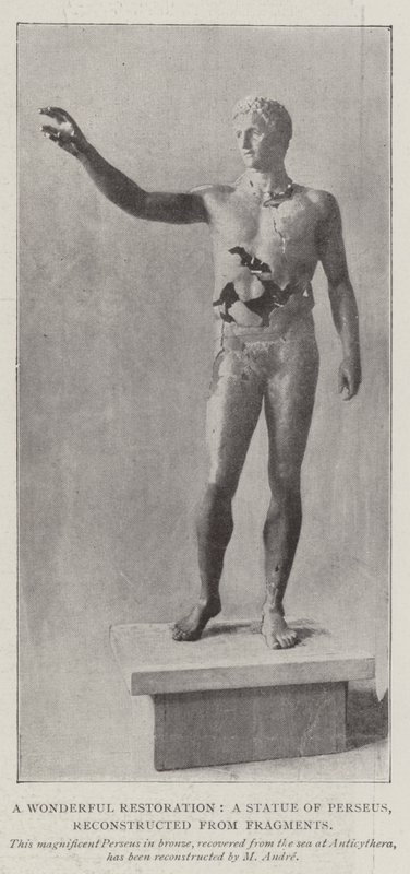 En vidunderlig restaurering, en statue af Perseus, rekonstrueret fra fragmenter af English Photographer