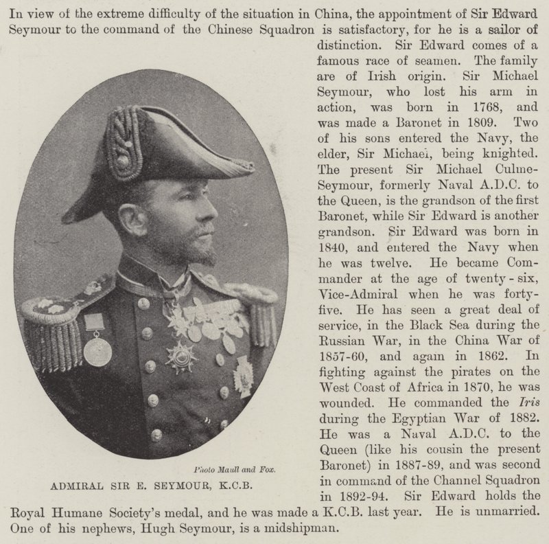 Admiral Sir E Seymour, KCB af English Photographer