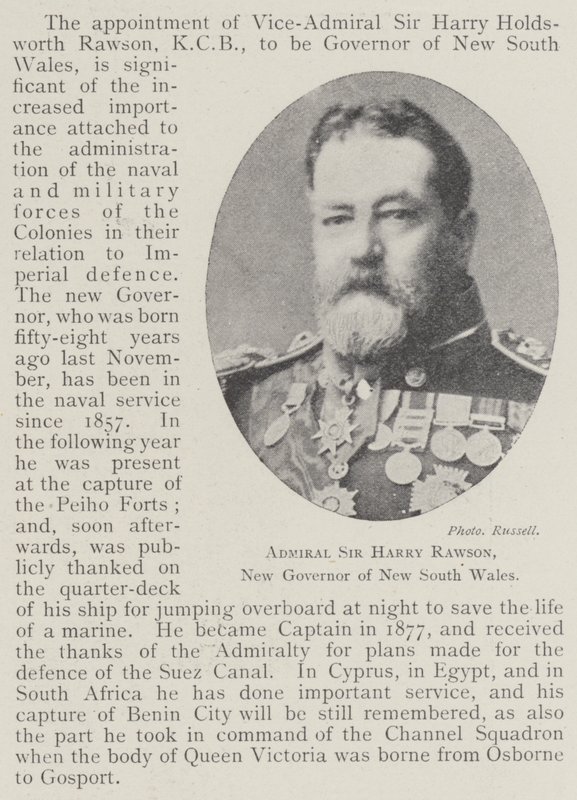 Admiral Sir Harry Rawson, ny guvernør i New South Wales af English Photographer