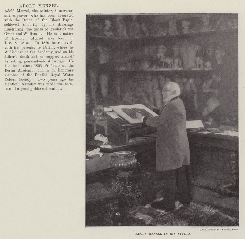 Adolf Menzel i sit atelier af English Photographer