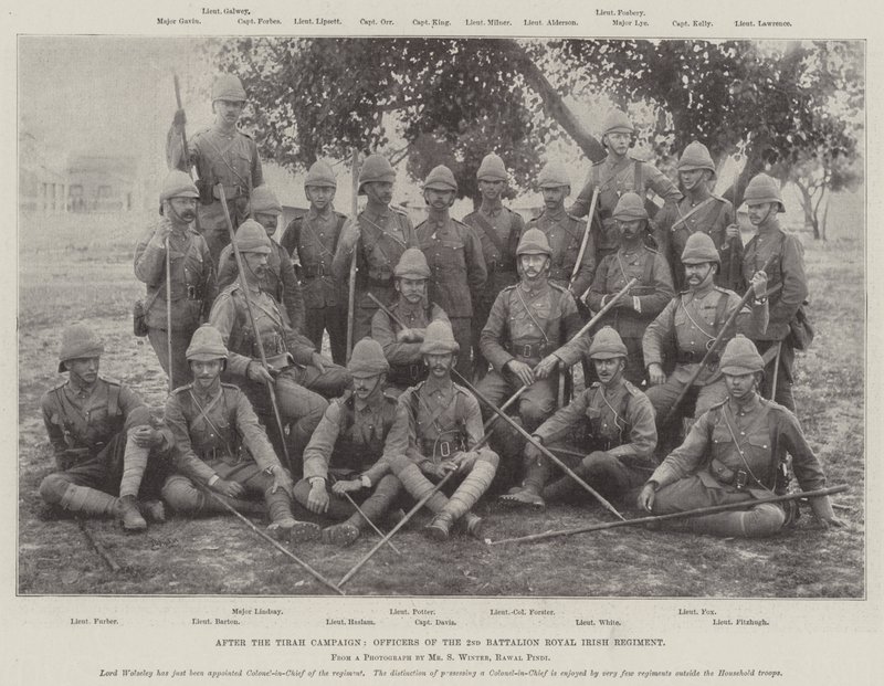 Efter Tirah-kampagnen, officerer fra 2. bataljon Royal Irish Regiment af English Photographer