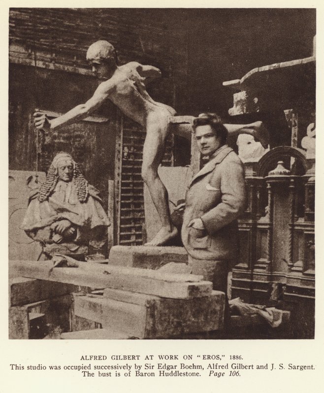 Alfred Gilbert, engelsk billedhugger på arbejde på Eros af English Photographer
