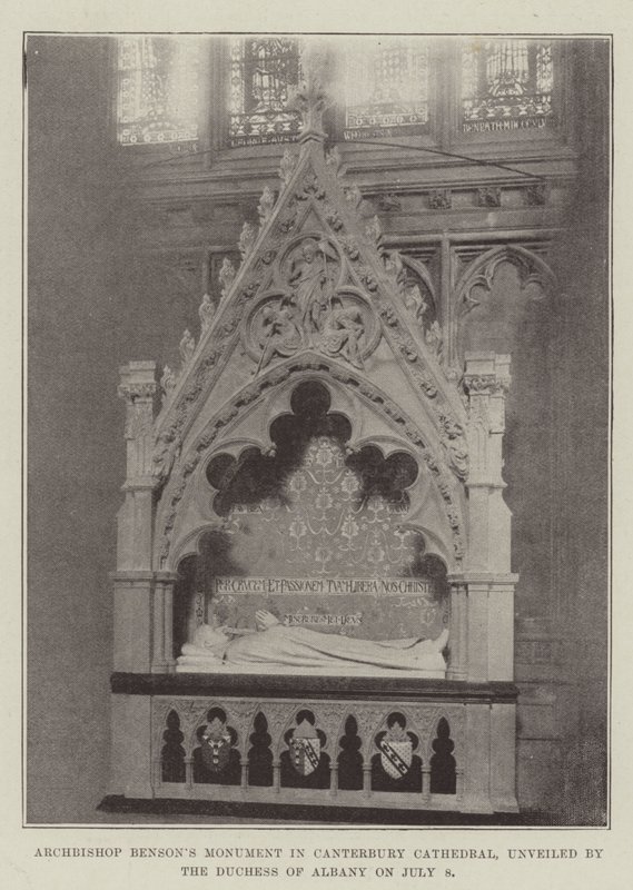 Ærkebiskop Bensons Monument i Canterbury Cathedral, afsløret af hertuginden af Albany den 8. juli af English Photographer