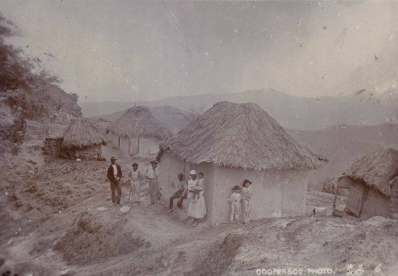 Barbadisk landsby på en bakkeside, 1880 af English Photographer