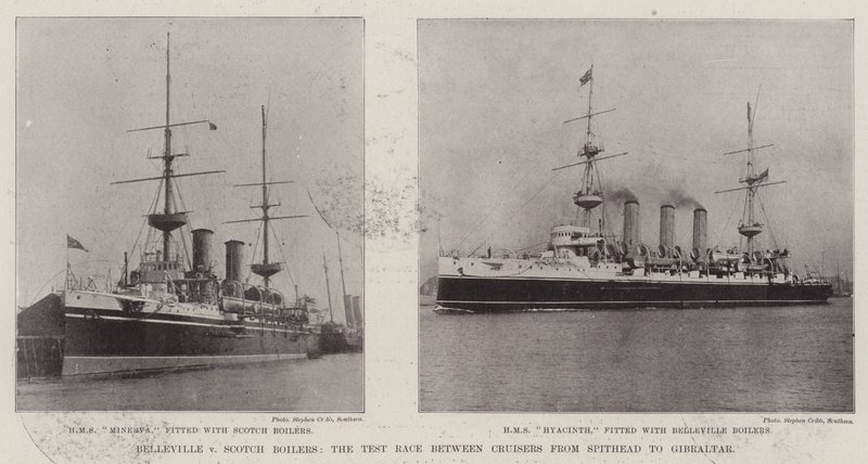 Belleville mod Scotch Boilers, testløbet mellem krydsere fra Spithead til Gibraltar af English Photographer