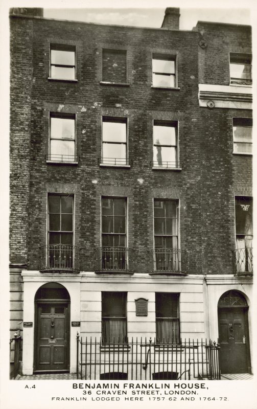 Benjamin Franklins hus, Craven Street, London (s/h-billede) af English Photographer