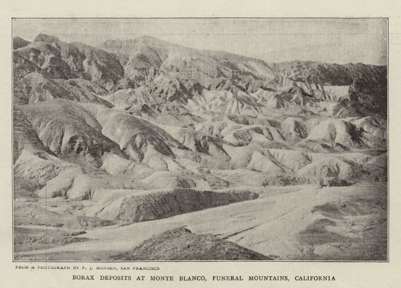 Borax-indskud i Monte Blanco, Funeral Mountains, Californien af English Photographer