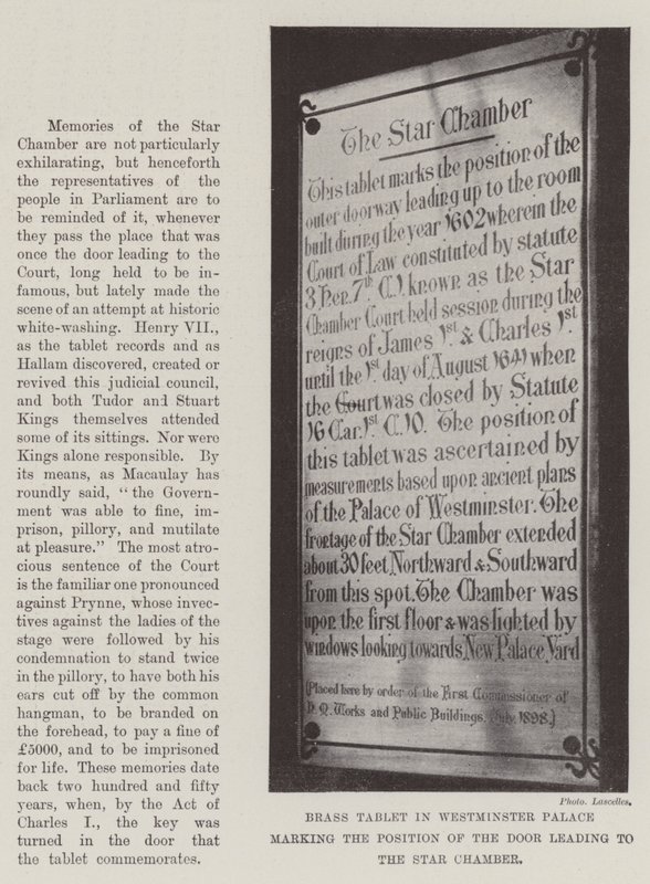 Messingtablet i Westminster Palace, der markerer placeringen af døren, der fører til stjernekammeret af English Photographer