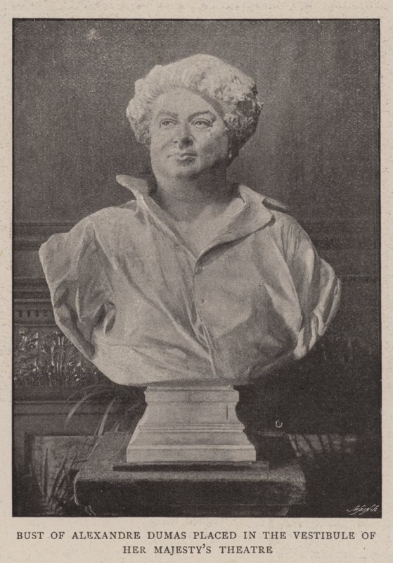 Buste af Alexandre Dumas placeret i vestibulen af Hendes Majestæts Teater af English Photographer
