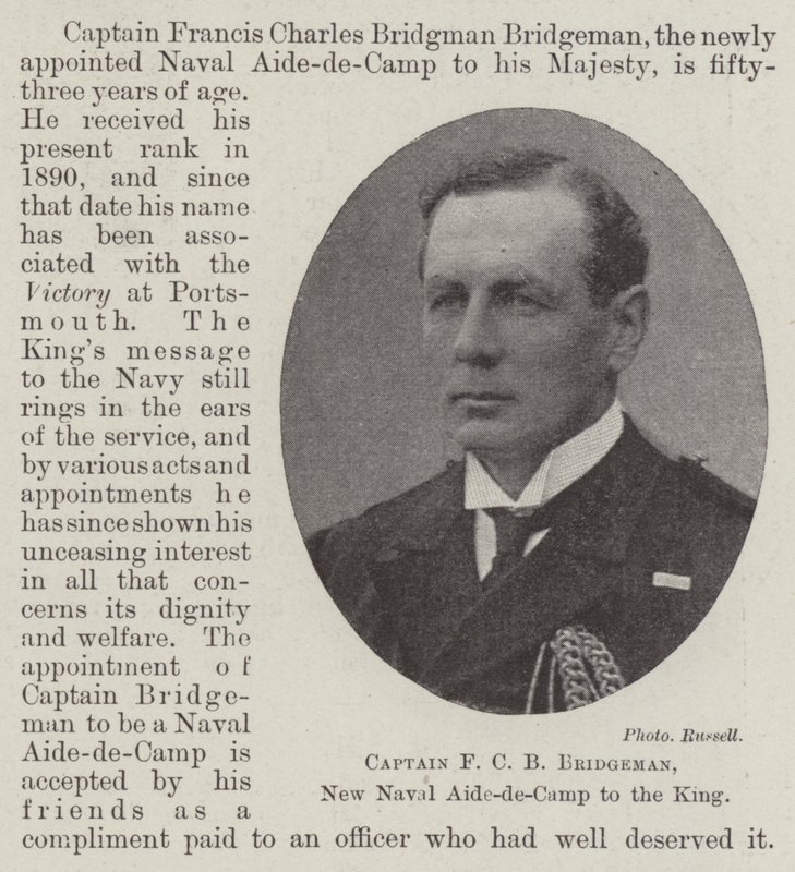Kaptajn F C B Bridgeman, New Naval Aide-de-Camp til kongen af English Photographer
