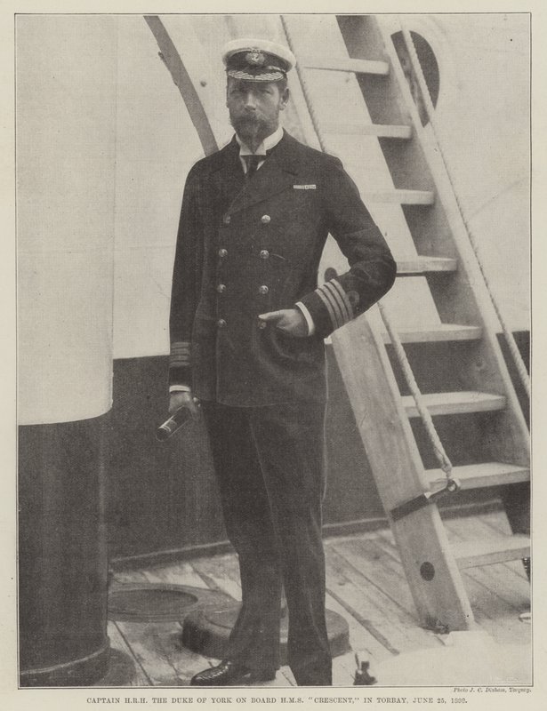 Kaptajn HRH, hertugen af York om bord på HMS Crescent, i Torbay, 25. juni 1898 af English Photographer