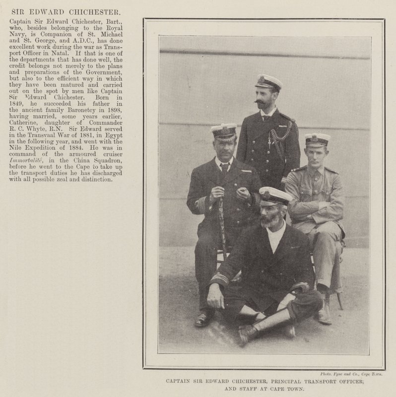 Kaptajn Sir Edward Chichester, hovedtransportofficer og personale i Cape Town af English Photographer