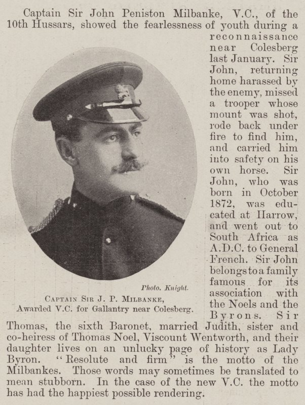 Kaptajn Sir J P Milbanke, tildelt VC for galanteri nær Colesberg af English Photographer