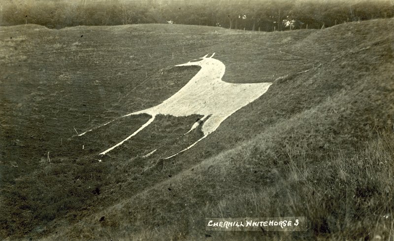 Cherhill White Horse (s/h-billede) af English Photographer