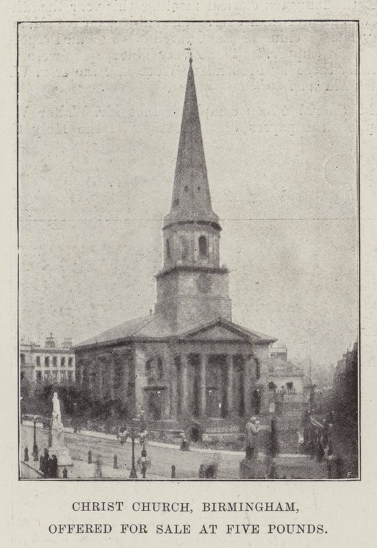 Christ Church, Birmingham, udbydes til salg for Five Pounds af English Photographer