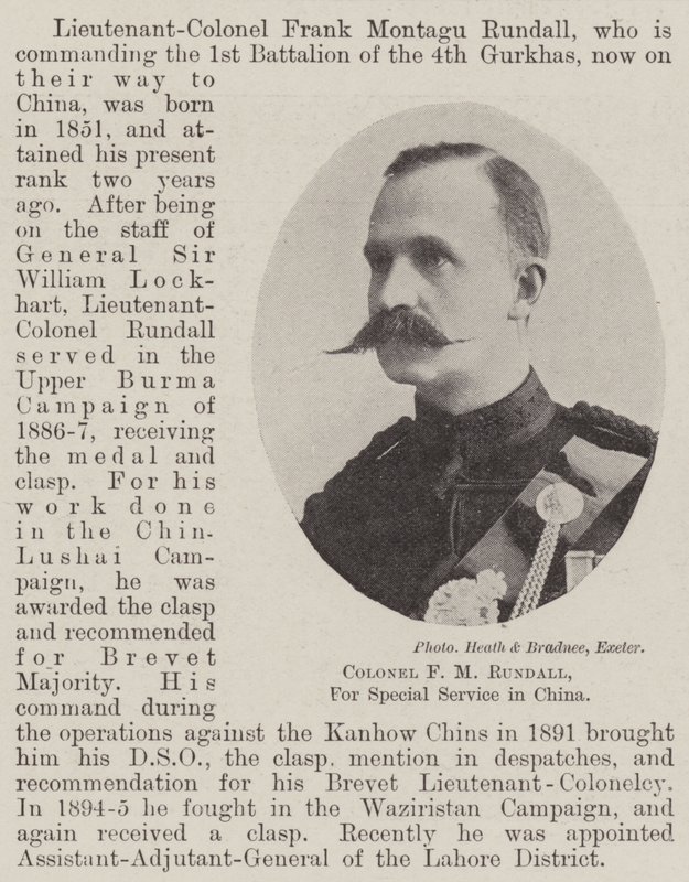 Oberst F M Rundall, til specialtjeneste i Kina af English Photographer