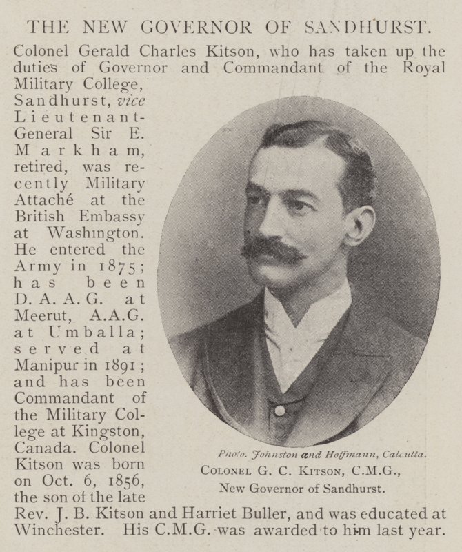 Oberst G C Kitson, CMG, ny guvernør i Sandhurst af English Photographer