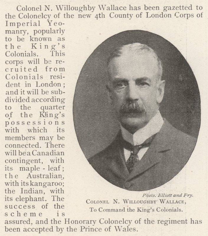 Oberst N Willoughby Wallace, til at kommandere Kings Colonials af English Photographer