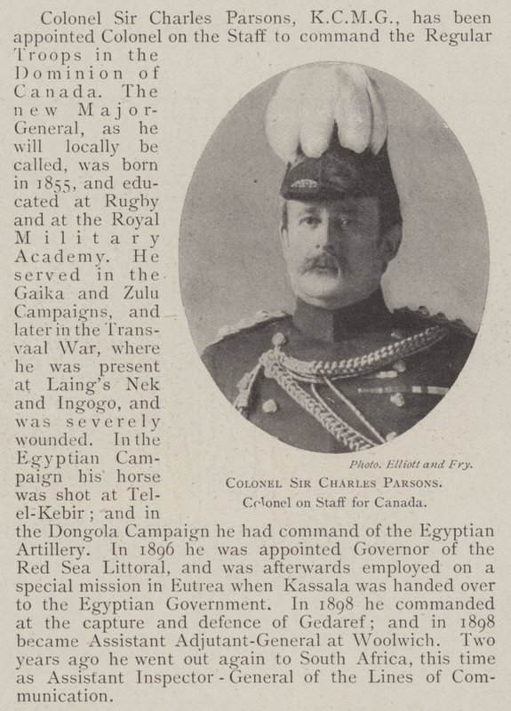 Oberst Sir Charles Parsons, oberst i staben for Canada af English Photographer