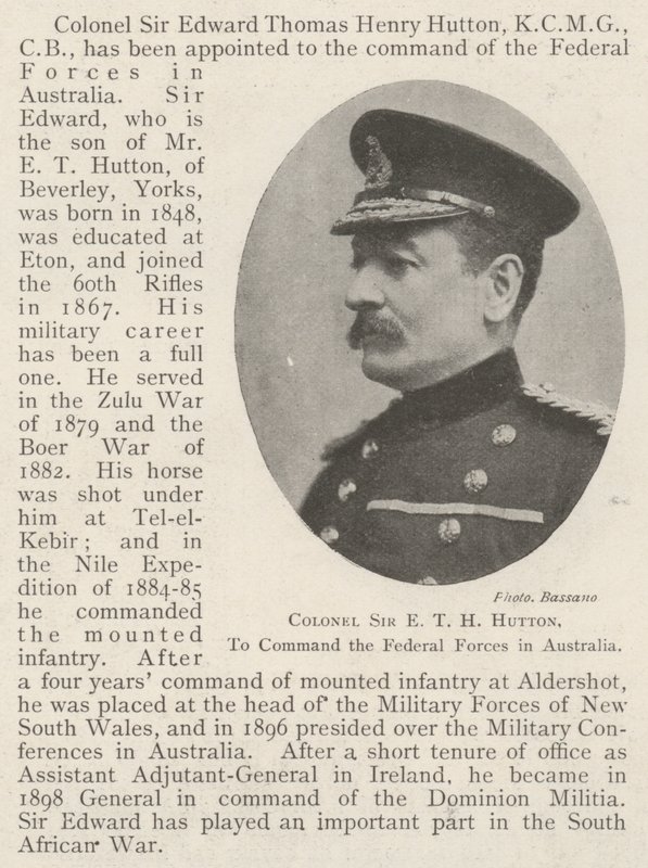 Oberst Sir ETH Hutton, til at kommandere de føderale styrker i Australien af English Photographer