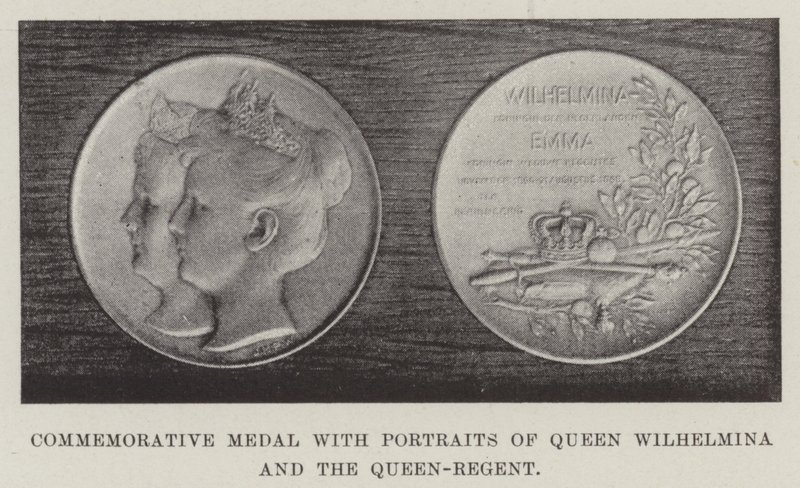 Erindringsmedalje med Portrætter af Dronning Wilhelmina og Dronning-Regenten af English Photographer
