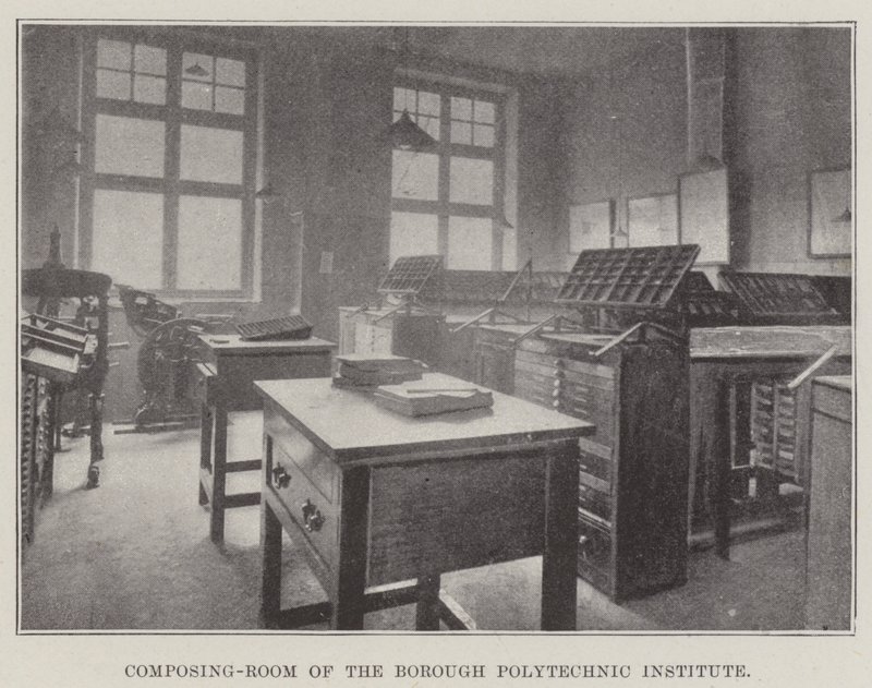 Composing-Room fra Borough Polytechnic Institute af English Photographer