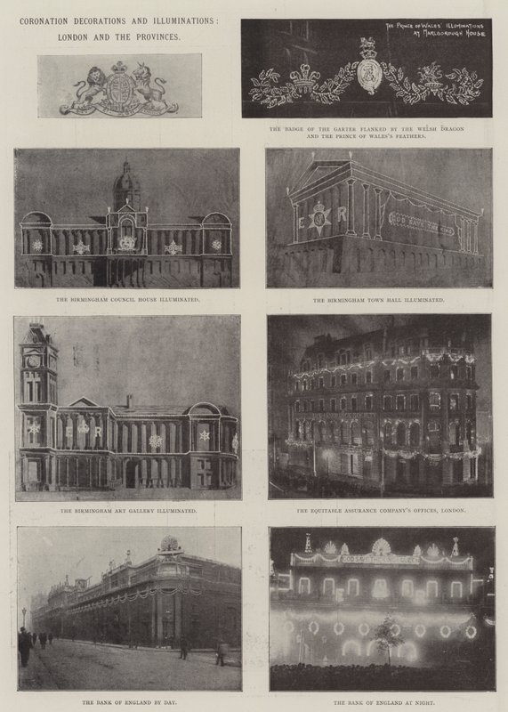 Kroningsdekorationer og belysninger, London og provinserne af English Photographer