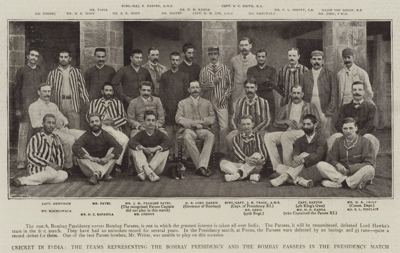 Cricket i Indien, holdene, der repræsenterer Bombay-præsidentskabet og Bombay Parsees i præsidentskabskampen af English Photographer