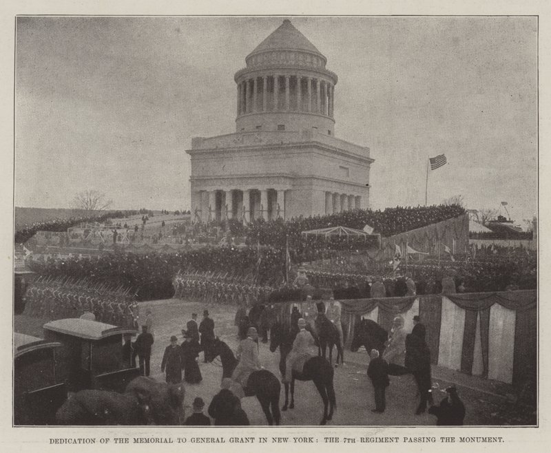 Indvielse af mindesmærket til General Grant i New York, det 7. regiment passerer monumentet af English Photographer