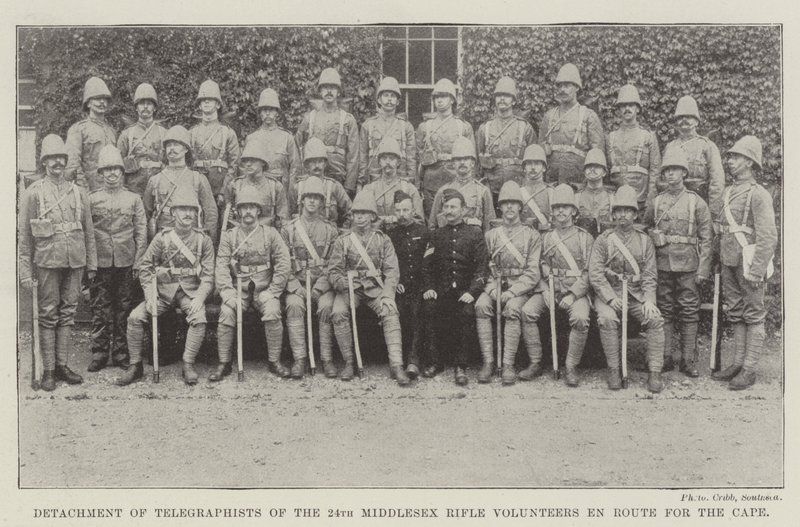 Afdeling af telegrafister fra den 24. Middlesex Rifle Volunteers på vej mod Kap af English Photographer
