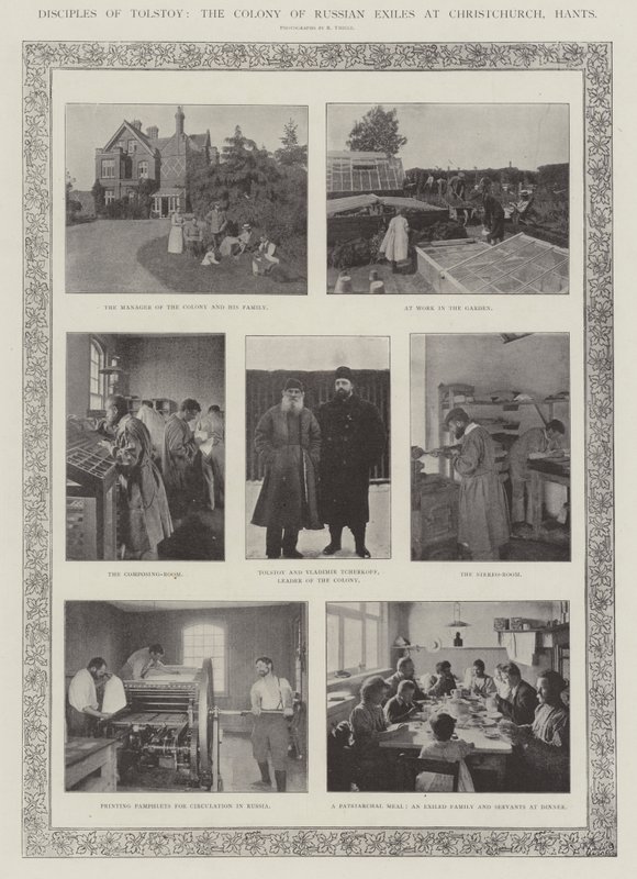 Disciple af Tolstoj, kolonien af russiske eksil ved Christchurch, Hants af English Photographer