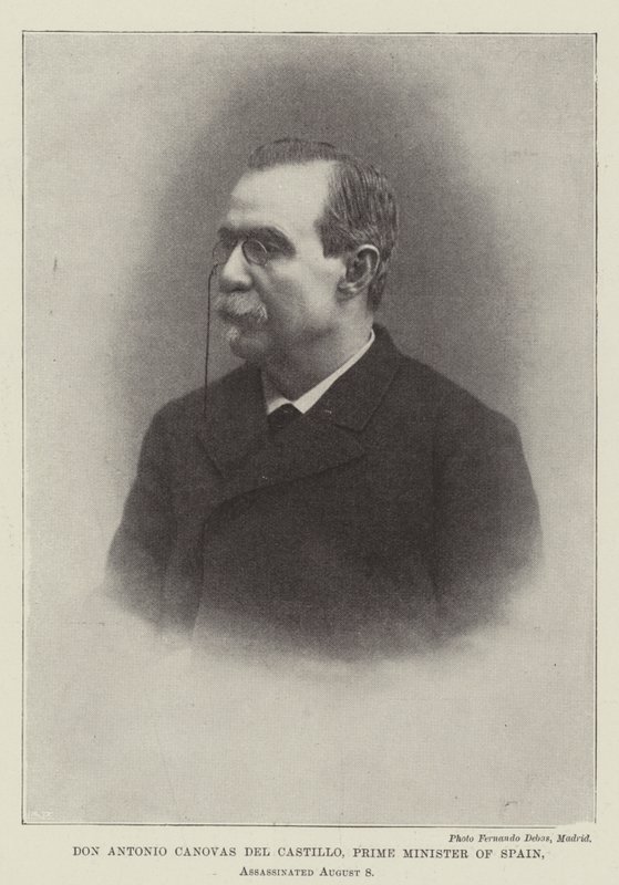 Don Antonio Canovas del Castillo, Spaniens premierminister, myrdet 8. august af English Photographer