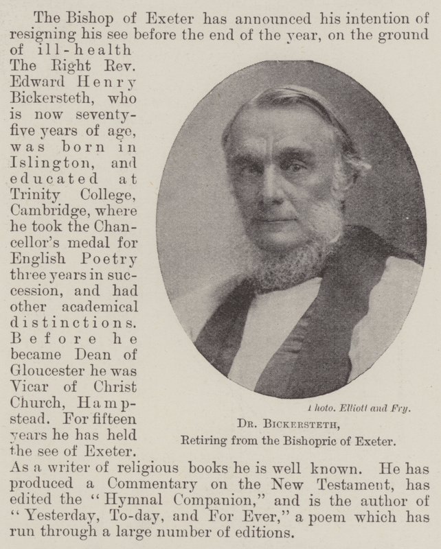 Dr. Bickersteth, trækker sig tilbage fra bisperådet i Exeter af English Photographer