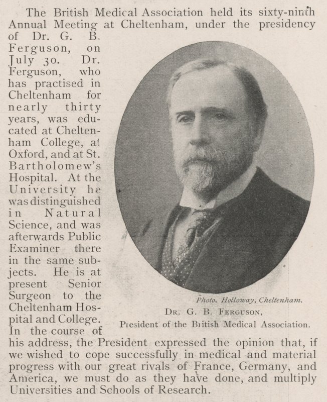 Dr. GB Ferguson, formand for British Medical Association af English Photographer