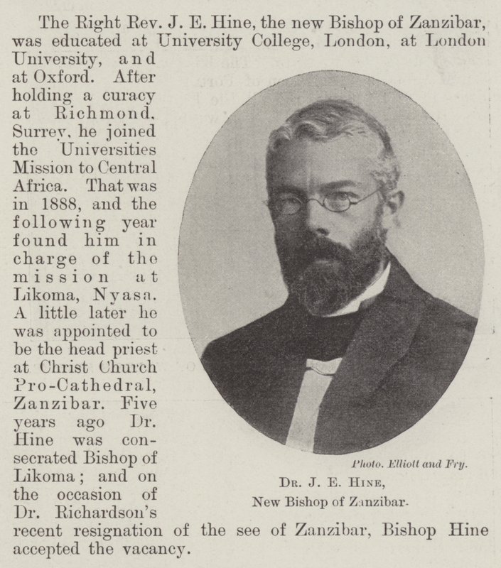 Dr J E Hine, ny biskop af Zanzibar af English Photographer