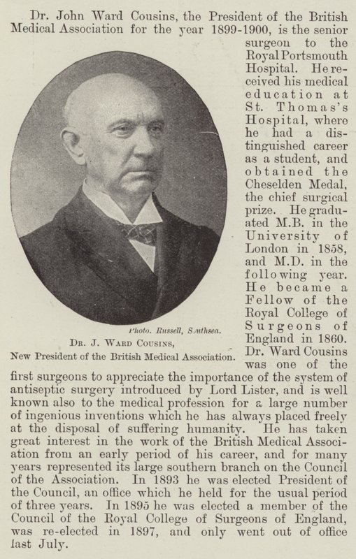 Dr. J Ward Cousins, ny præsident for British Medical Association af English Photographer