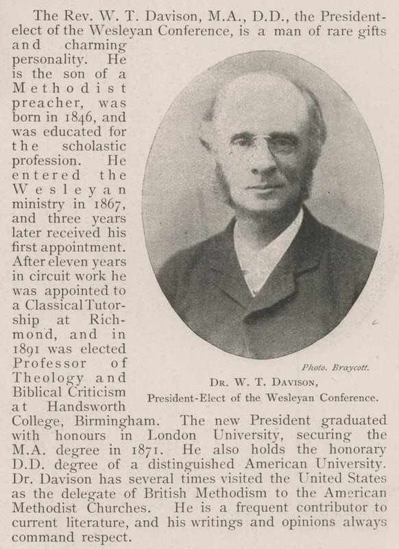 Dr. W.T. Davison, den valgte præsident for Wesleyan-konferencen af English Photographer