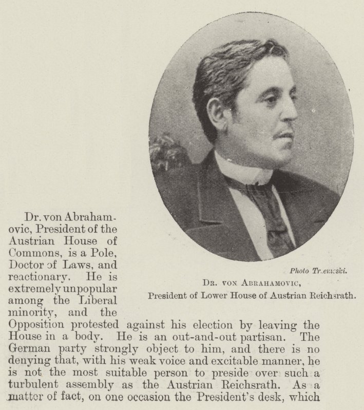 Dr. von Abrahamovic, præsident for underhuset i det østrigske rigsrath af English Photographer